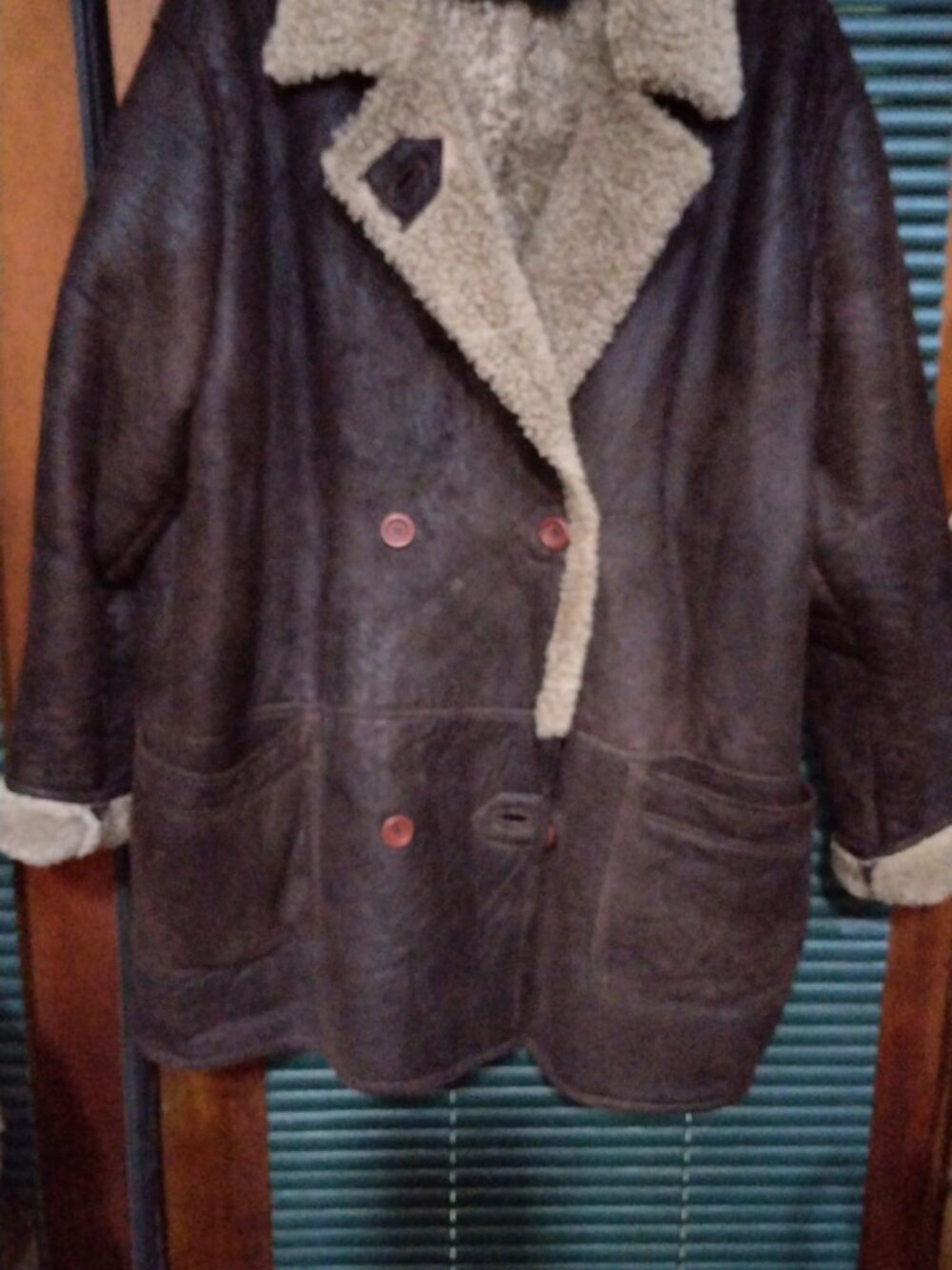 Vintage Eddie Bauer Distressed Leather And Moutin Jacket XXL/XXG